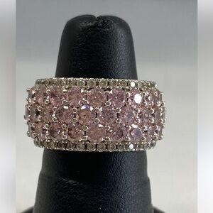 Pink Cubic Zirconia Ring with Sterling silver band size 5.5